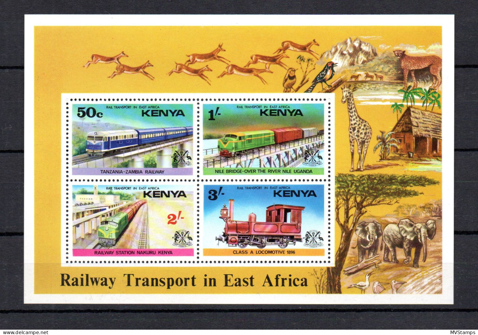 Kenya 1976 Sheet Railroad/Trains/Eisenbahn Stamps (Michel Block 3) MNH - Kenya (1963-...)