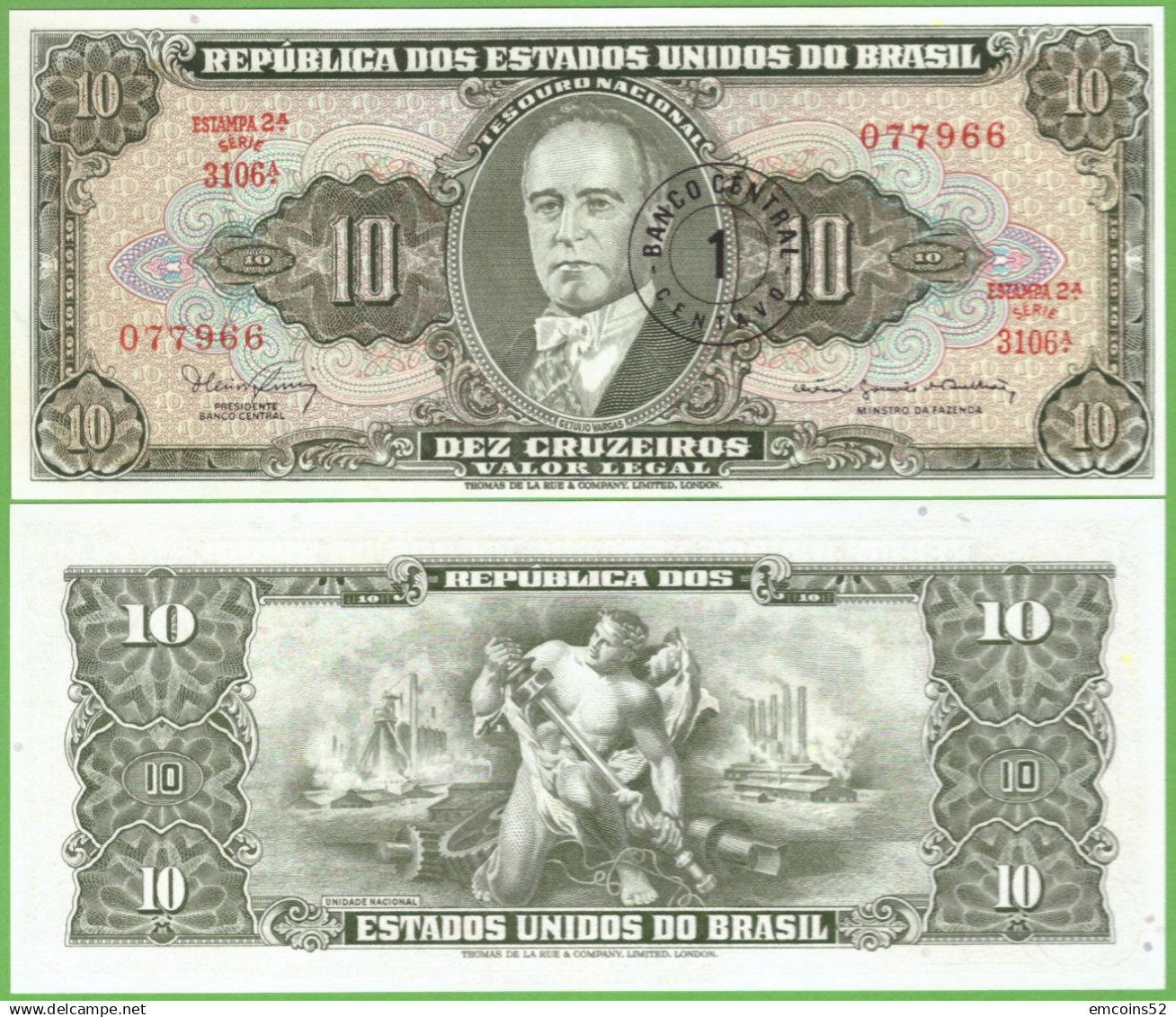 BRAZIL 1 CENTAVO 1966/1967 P-183a  UNC - Brazilië