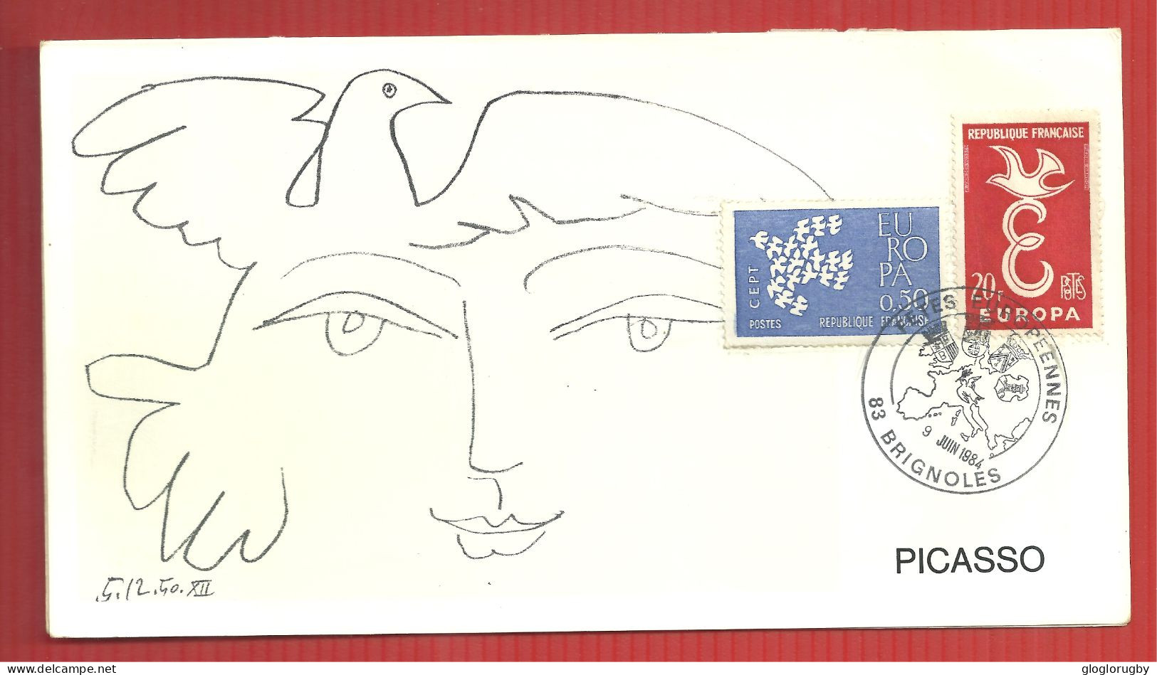 FDC PICASSO  LE VISAGE DE LA PAIX EUROPA  9 6 1984  RARE - Picasso