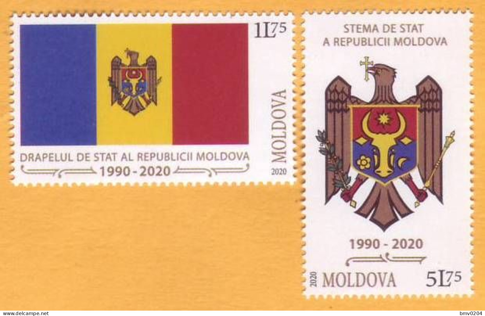 2020  Moldova Moldavie 30 Years Since The Adoption Of Republic Of Moldova Coat Of Arms And National Flag 2v Mint - Sellos