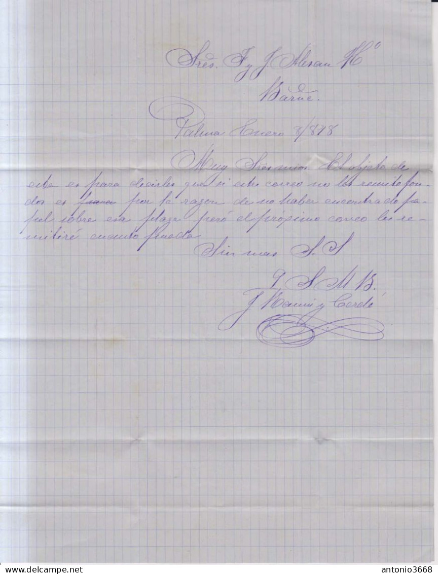 Año 1876 Edifil 175-188 Alfonso XII Carta   Matasellos Rombo Palma De Mallorca Juan Ramis Y Cerda - Lettres & Documents