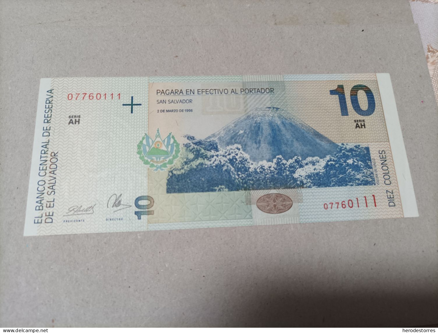 Billete De El Salvador De 10 Colones, Año 1998, UNC - Salvador