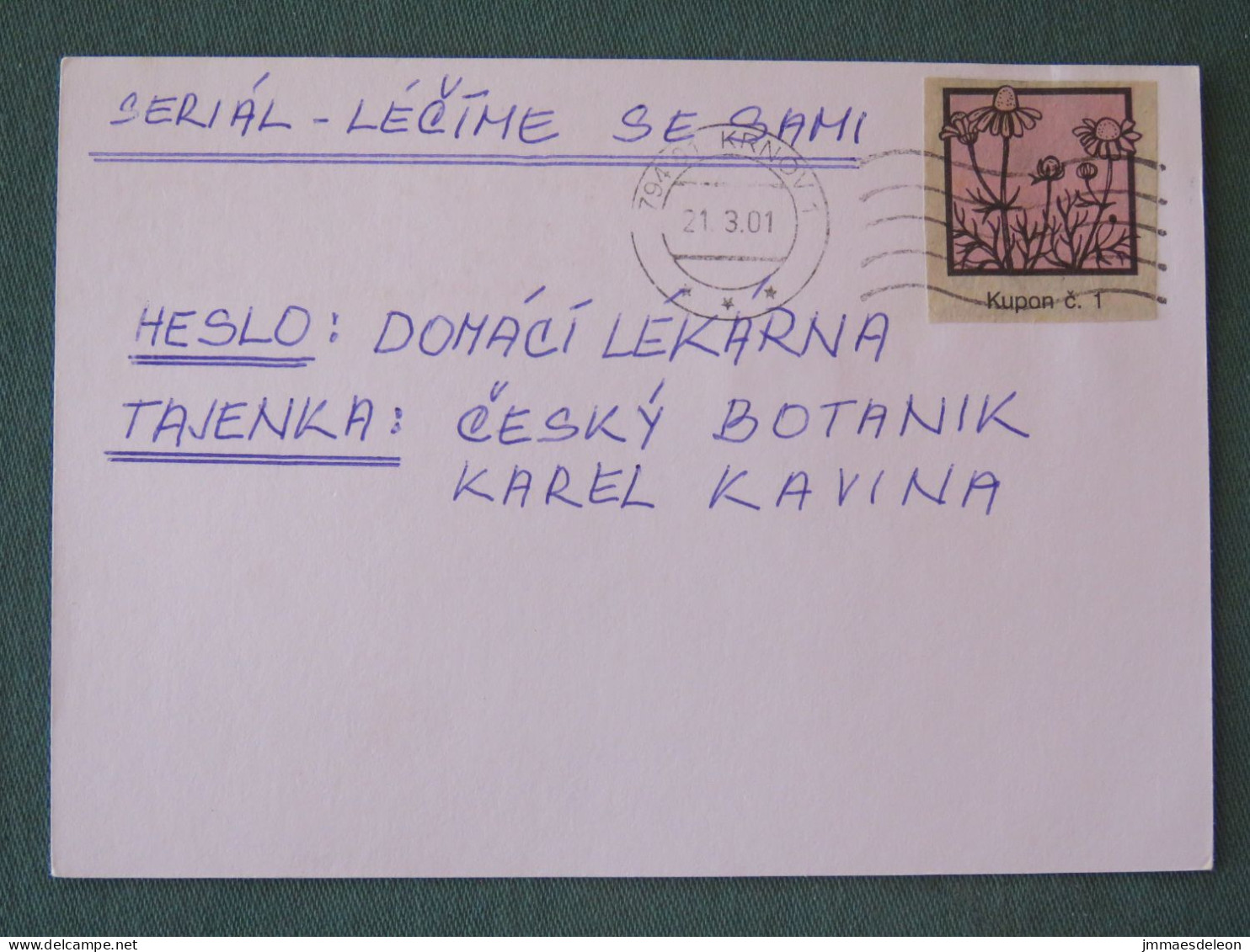 Czech Republic 2001 Stationery Postcard 5.40 Kcs Prague Sent Locally - Covers & Documents