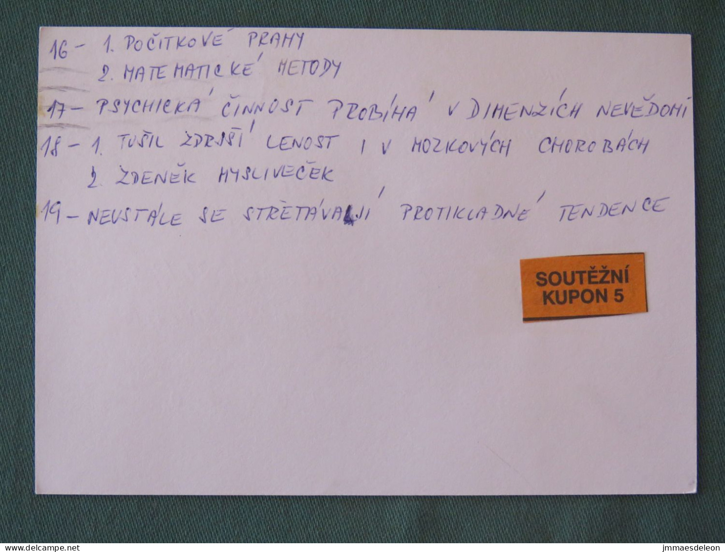 Czech Republic 2001 Stationery Postcard 5.40 Kcs Prague Sent Locally - Brieven En Documenten