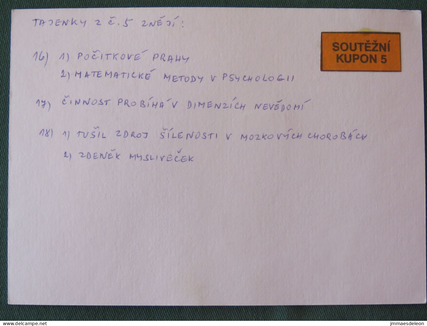 Czech Republic 2001 Stationery Postcard 5.40 Kcs Prague Sent Locally - Lettres & Documents