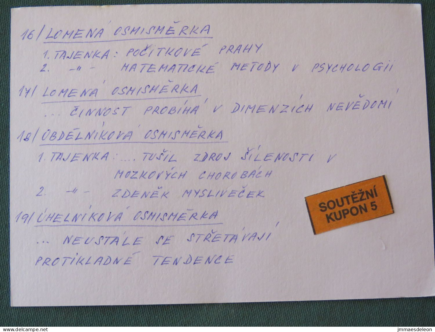 Czech Republic 2001 Stationery Postcard 5.40 Kcs Prague Sent Locally - Brieven En Documenten