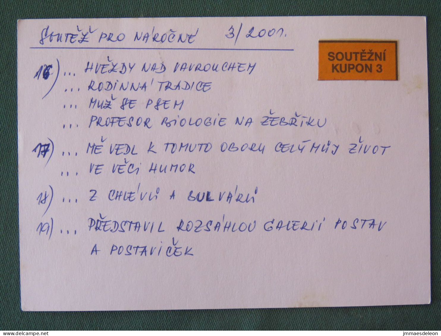 Czech Republic 2001 Stationery Postcard 5 Kcs Prague Sent Locally + Church - Briefe U. Dokumente