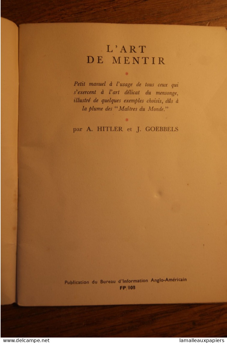 L'art De Mentir (publication Du Bureau D'info Angloaméricain) 1944 - Francese