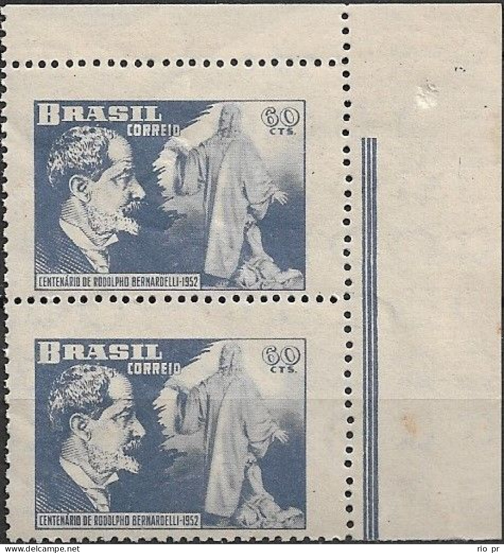 BRAZIL - PAIR BIRTH CENTENARY OF RODOLPHO BERNARDELLI (1852-1931), BRAZILIAN NATURALIZED SCULPTOR/TEACHER 1952 - MNH - Ongebruikt