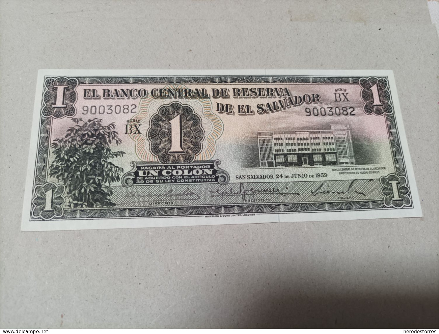 Billete De El Salvador De 1 Colon, Año 1959, UNC - El Salvador