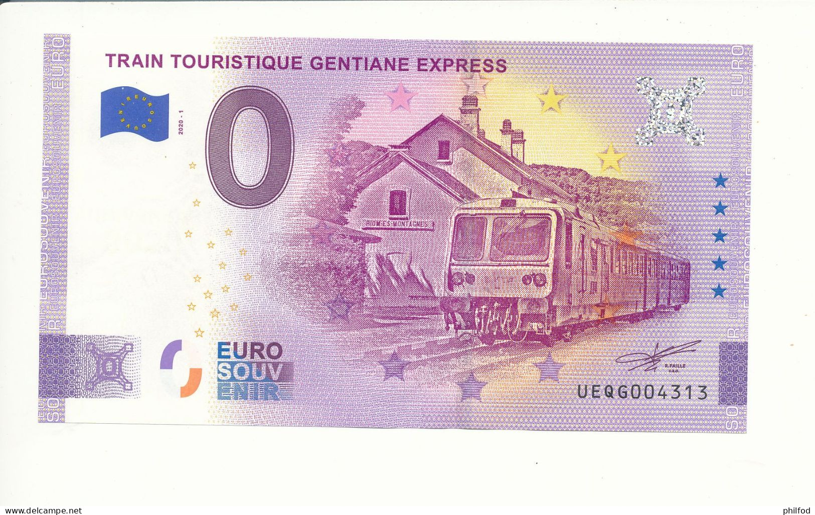 Billet Touristique 0 Euro - TRAIN TOURISTIQUE GENTIANE EXPRESS - 2020-1 - UEQG - ANNIV - N° 4313 - Sonstige & Ohne Zuordnung