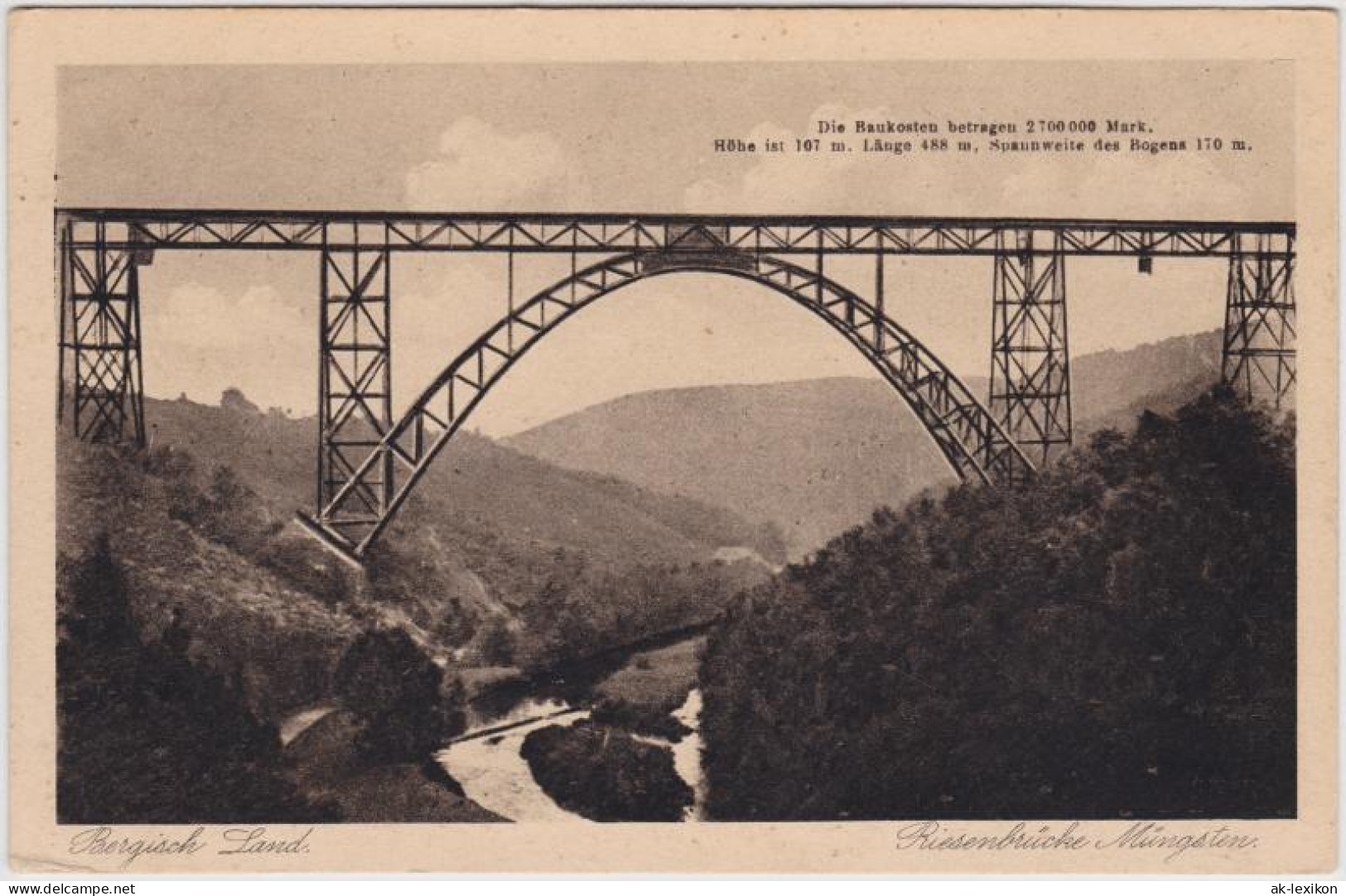 Ansichtskarte Remscheid Riesenbrücke Müngsten 1929 - Remscheid