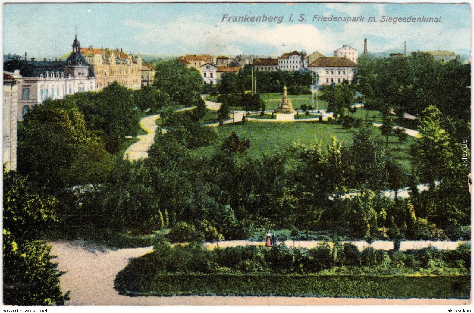 Ansichtskarte Frankenberg (Sachsen) Friedenspark Und Siegesdenkmal 1916  - Frankenberg