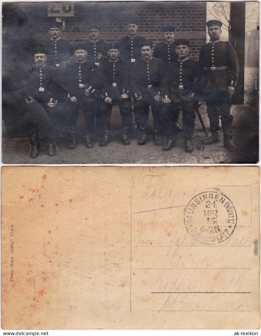 Münsingen (Württemberg) Soldaten Vor Baracke Erster Weltkrieg 1915 - Muensingen