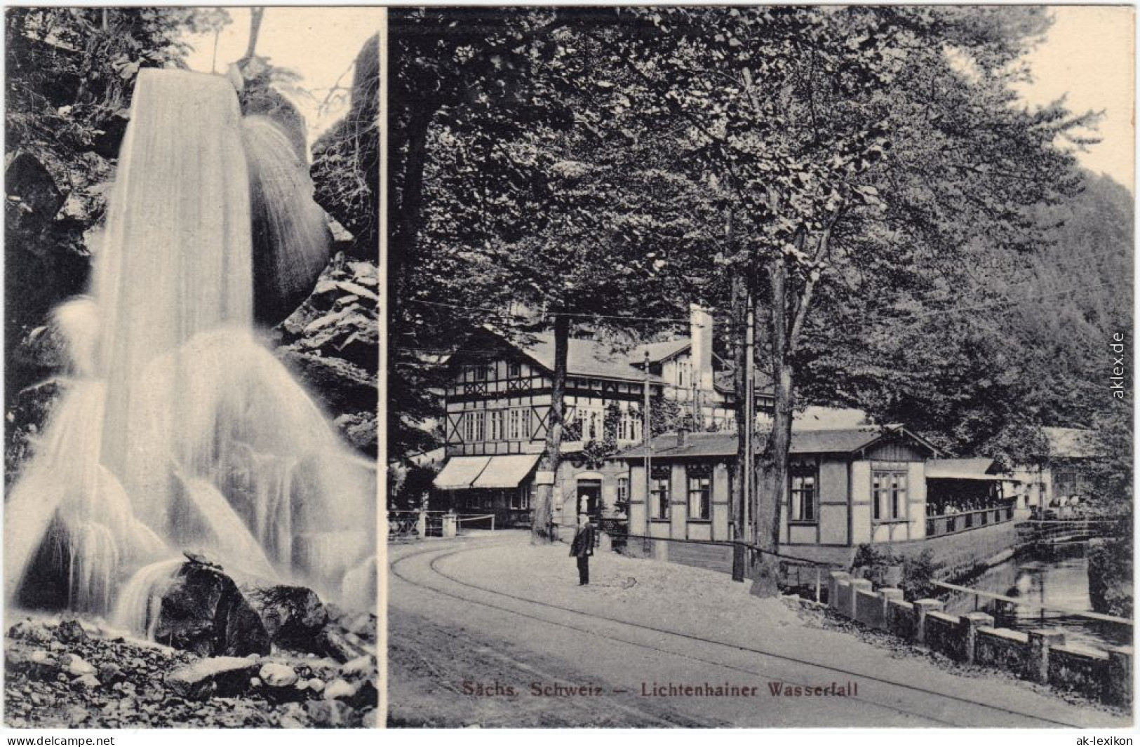 Lichtenhain-Sebnitz 2 Bild: Lichtenhainer Wasserfall Und Restauration 1914  - Kirnitzschtal