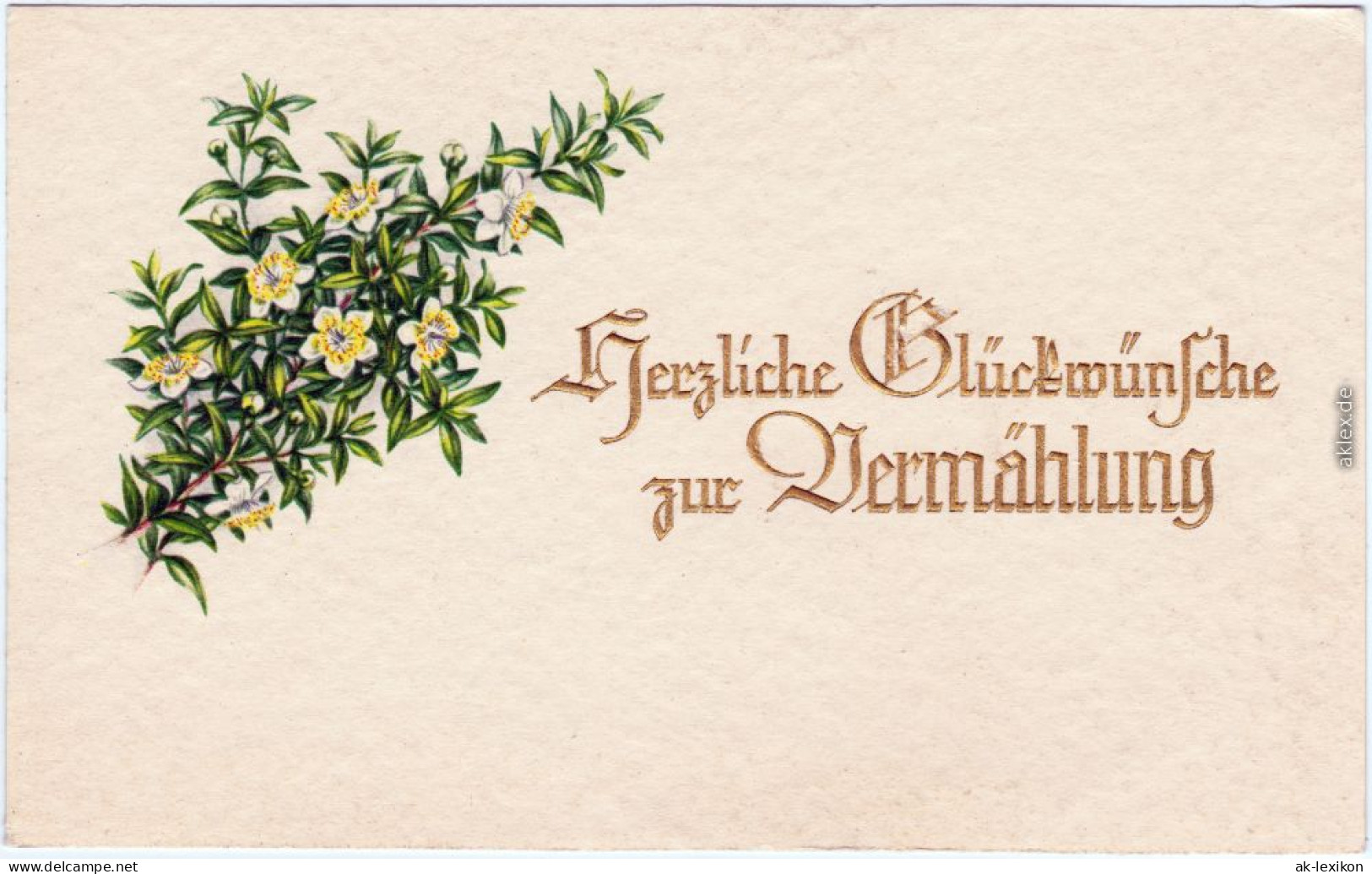  Herzliche Glückwünsche Zur Vermählung Hochzeit, Goldschrift 1922 Goldrand - Hochzeiten