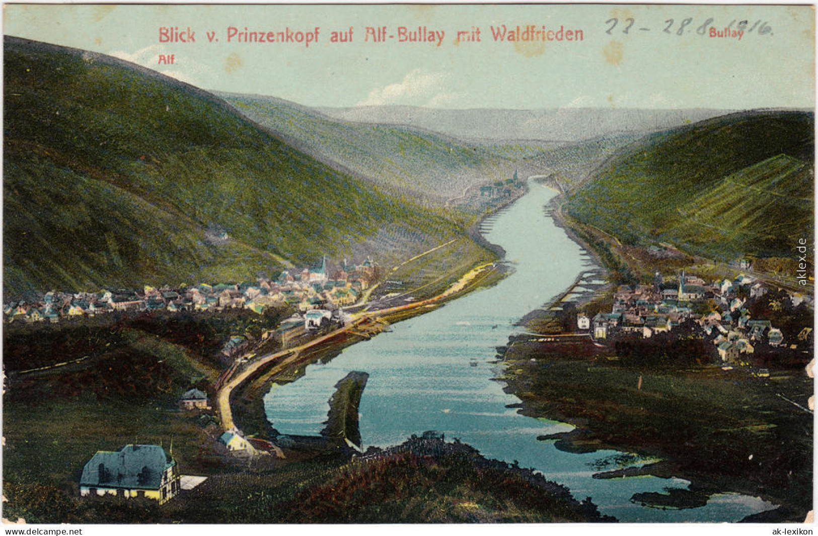 Bullay Blick Vom Prinzenkopf Auf Bullay Mit Waldfrieden LK Cochem Zell 1916 - Alf-Bullay