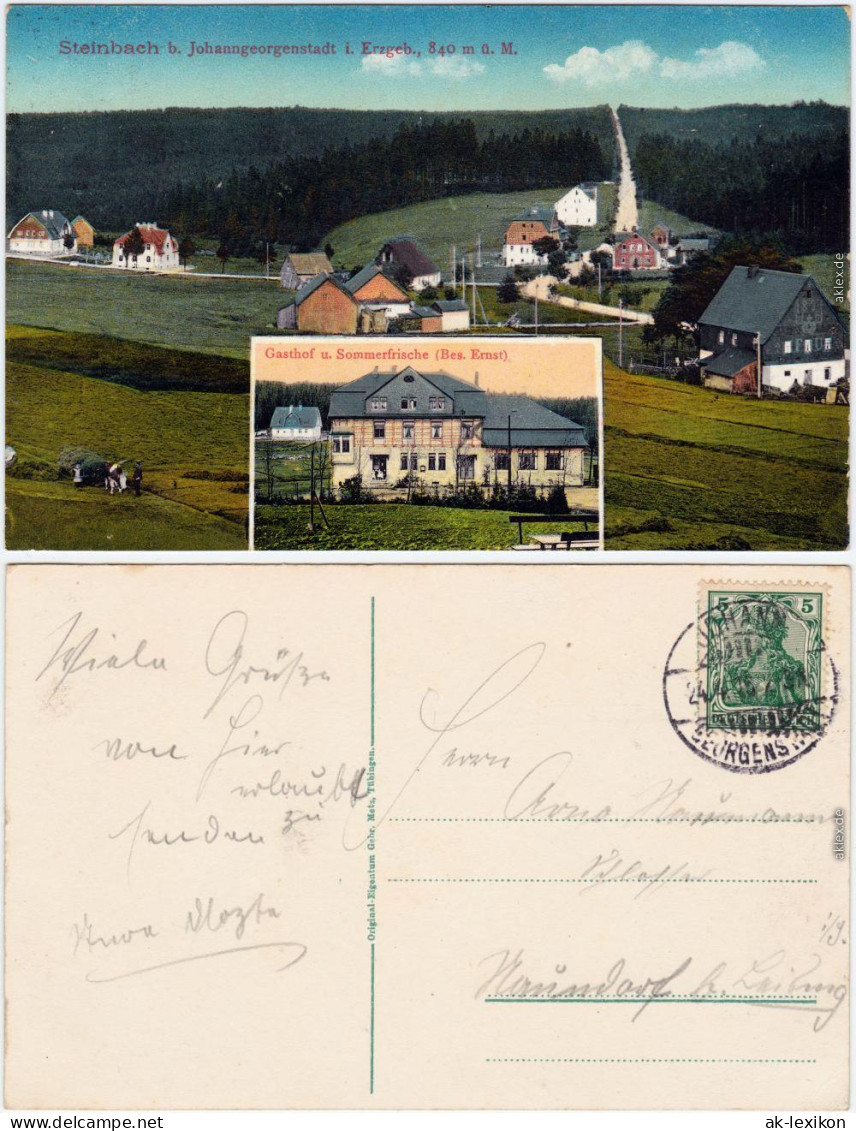 Steinbach Johanngeorgenstadt  Erzgebirge 2 Bild: Gasthaus Und Dorfpartie 1916 - Johanngeorgenstadt