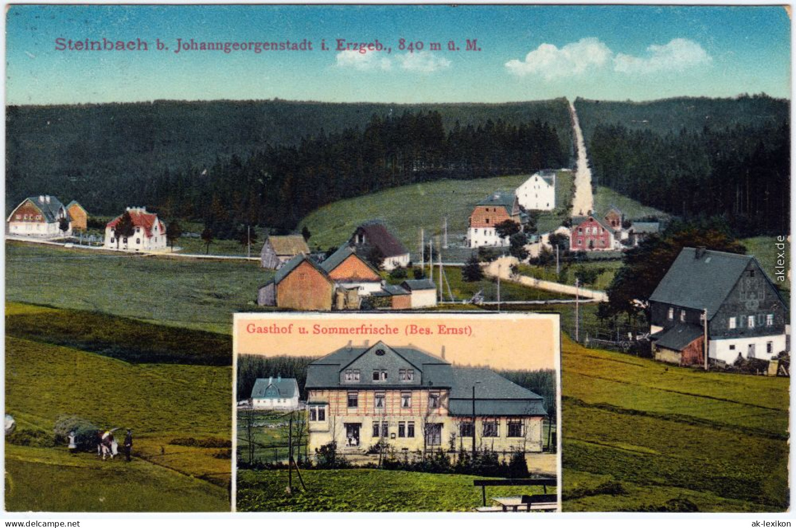 Steinbach Johanngeorgenstadt  Erzgebirge 2 Bild: Gasthaus Und Dorfpartie 1916 - Johanngeorgenstadt