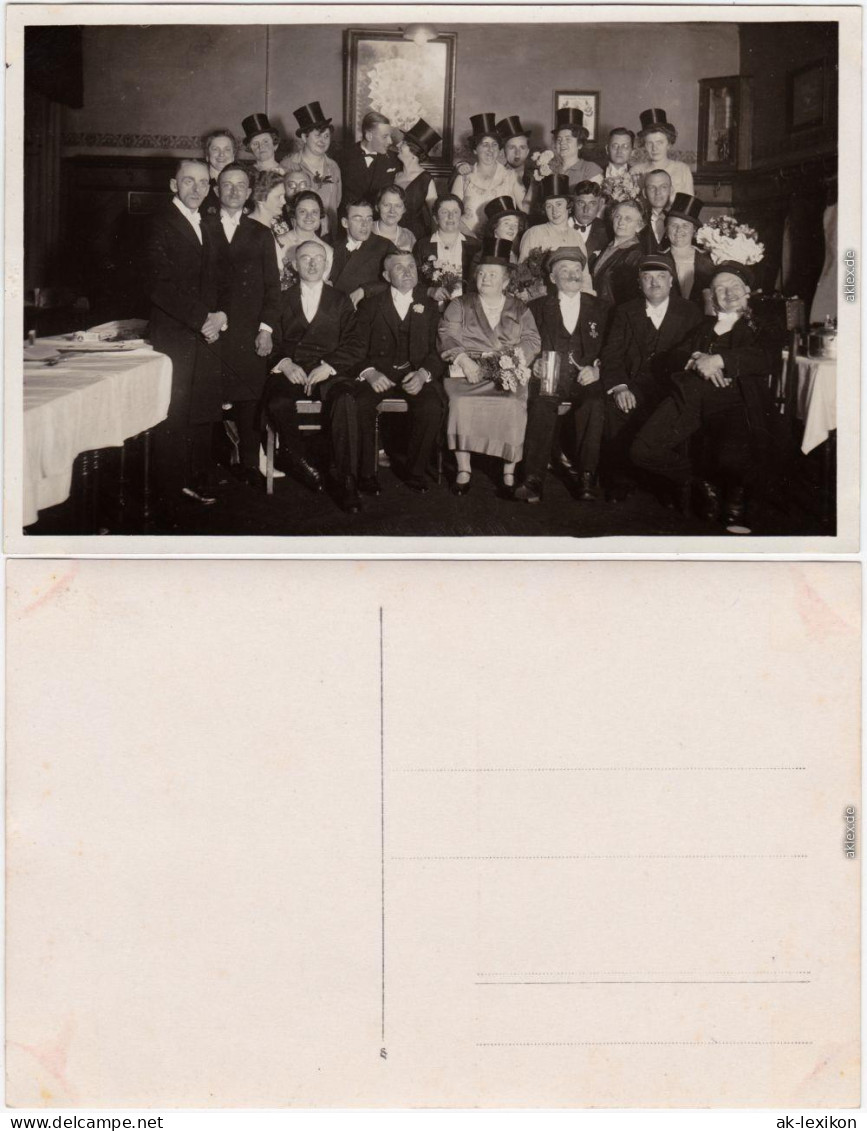 Hochzeitsgeselschaft Nach Mitternacht Privatfotokarte 1929 - Matrimonios
