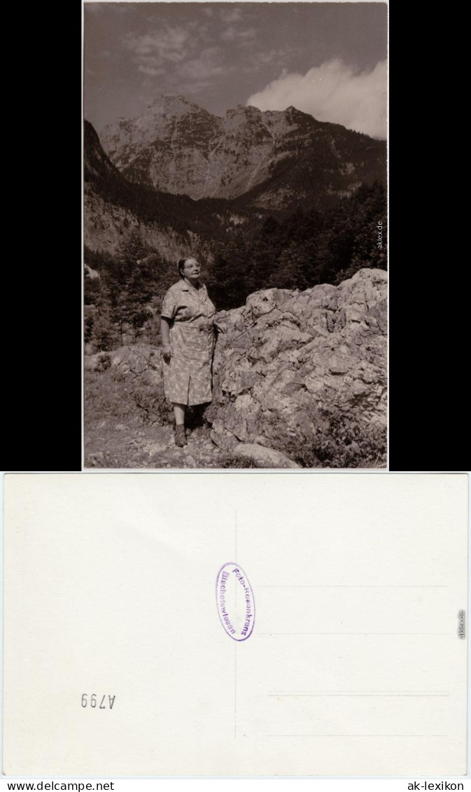 Bischofswiesen Frau Beim Bergwandern Privatfoto AK B Berchtesgaden 1938 - Bischofswiesen