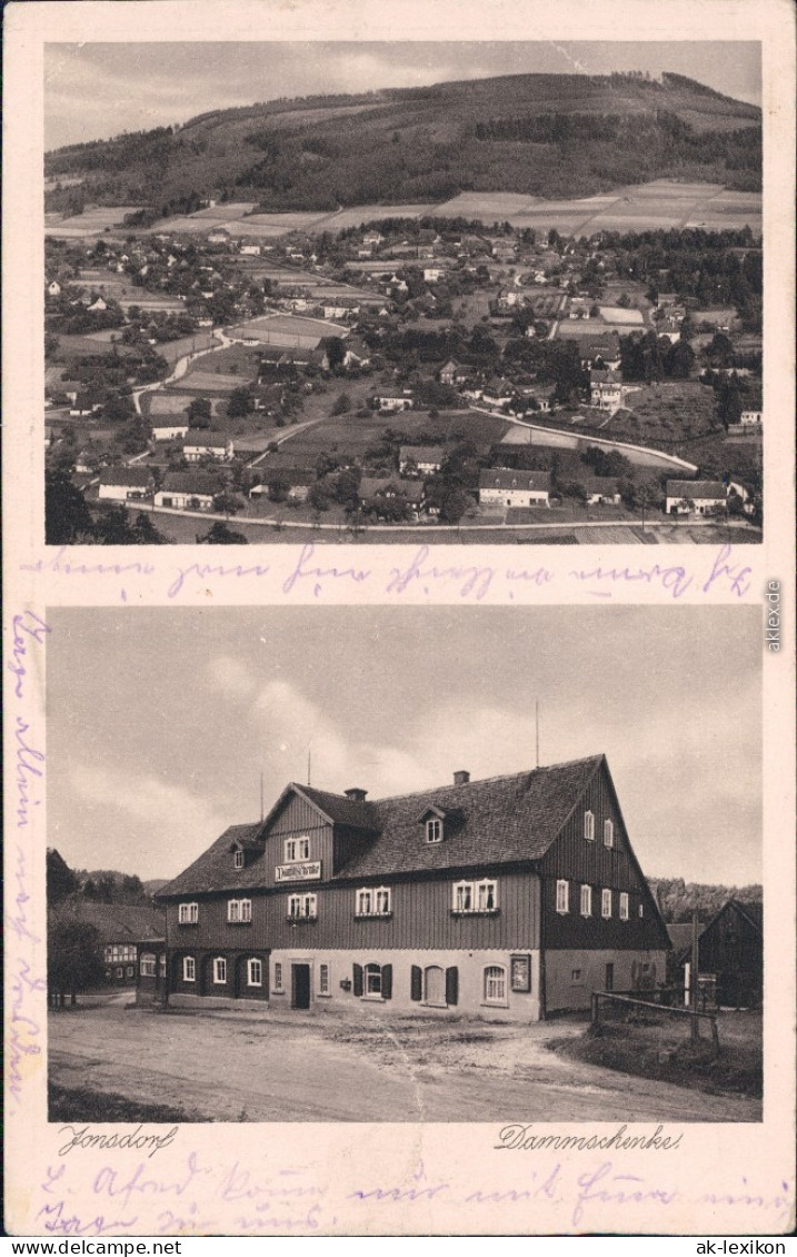 Jonsdorf Gasthof &amp; Hotel Dammschenke - Panorama Oberlausitz B Oybin 1928 - Jonsdorf