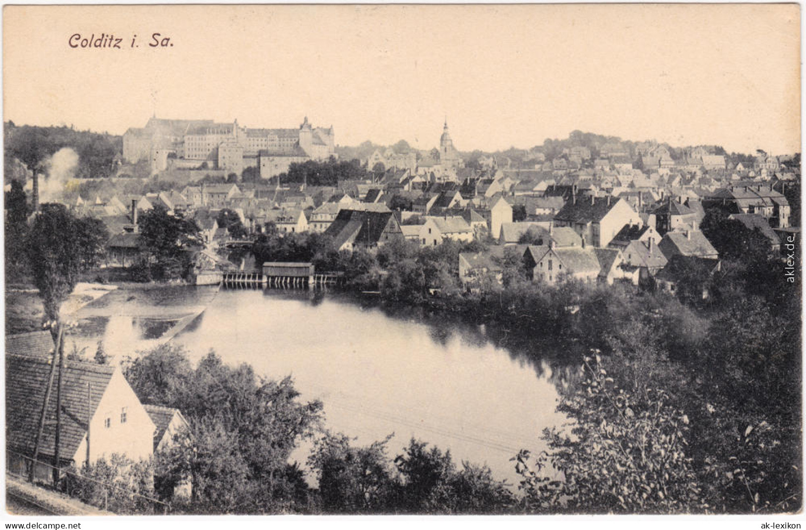 Colditz Blick Auf Stadt Und Teich Ansichtskarte B Leipzig Colditz 1918 - Colditz