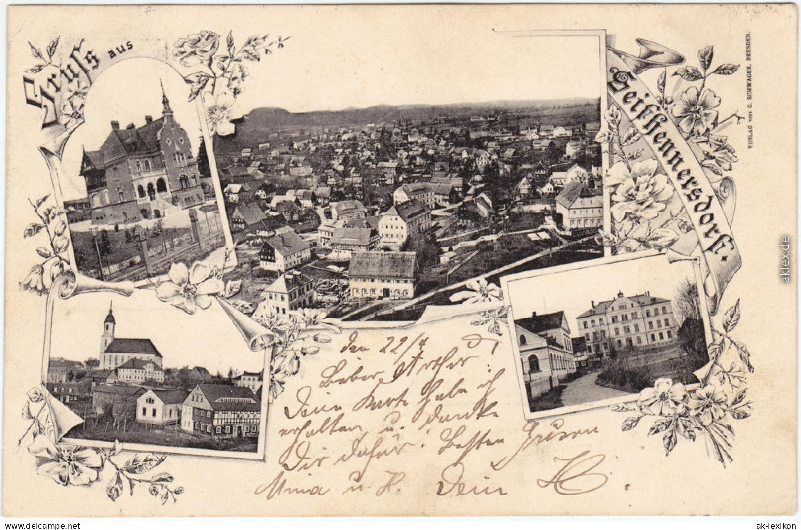 Seifhennersdorf Stadtpartien, Straßen Oberlausitz Ansichtskarte 1901 - Seifhennersdorf