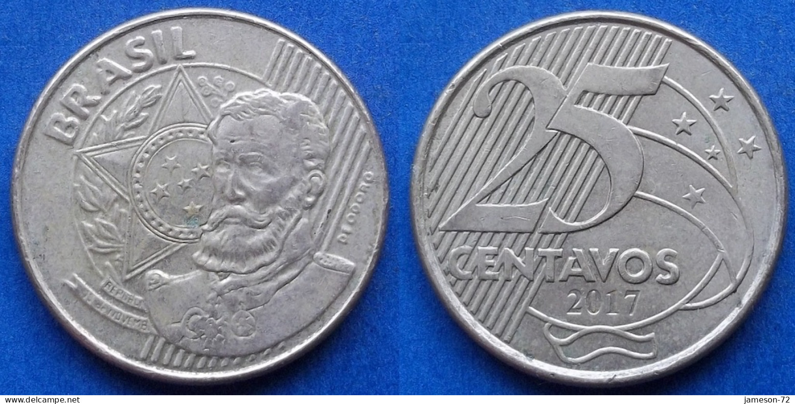 BRAZIL - 25 Centavos 2017 "Manuel Deodoro Da Fonseca" KM# 650 Monetary Reform (1994) - Edelweiss Coins - Brasile