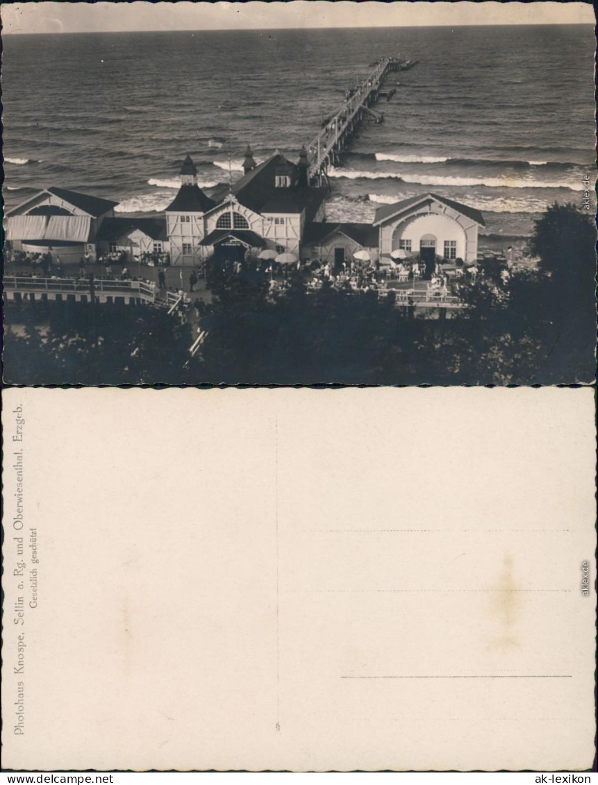 Sellin Blick über Die Seebrücke Zum Meer Privatfotokarte 1928 - Sellin