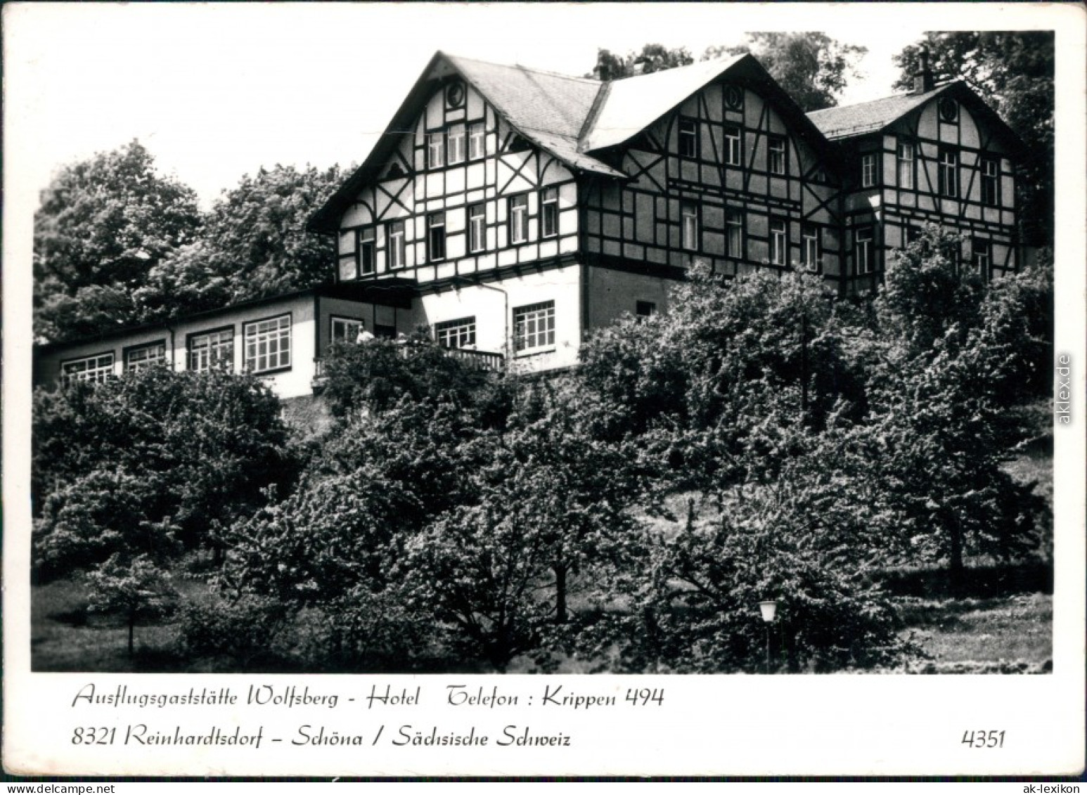 Ansichtskarte Schöna-Reinhardtsdorf-Schöna Hotel Wolfsberg 1984 - Schoena
