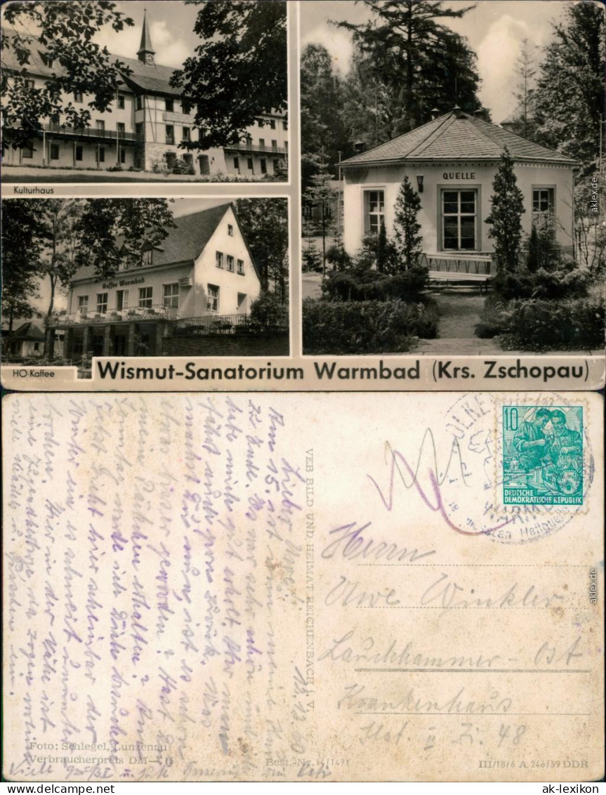 Warmbad-Wolkenstein Wismut-Sanatorium - Kulturhaus, HO-Kaffee, Quelle 1959 - Wolkenstein