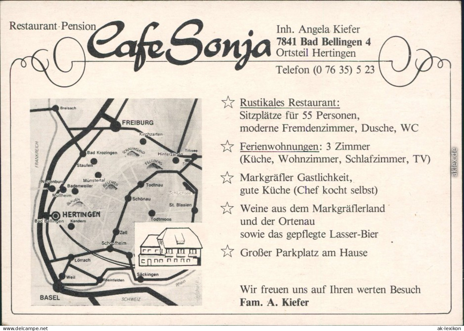 Hertingen (Markgräflerland)-Bad Bellingen Restaurant Pension Café Sonja 1990 - Bad Bellingen
