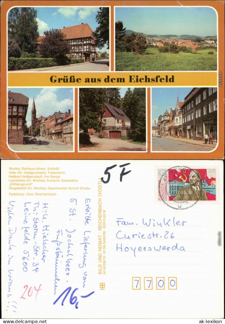 Worbis-Leinefelde-Worbis Worbis - Rathaus, Uder -  -Scholl-Straße 1987 - Worbis
