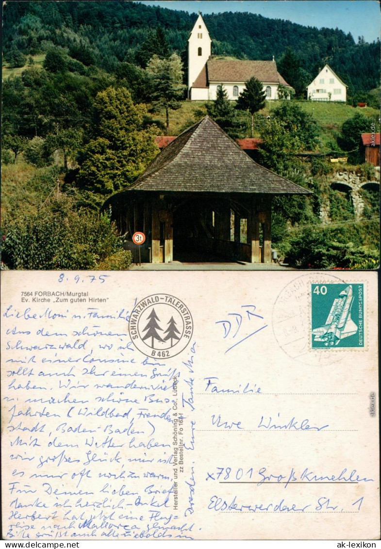 Ansichtskarte Forbach (Baden) Ev. Kirche Zum Guten Hirten 1975 - Forbach