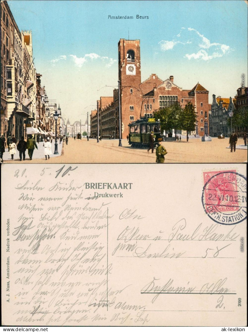 Ansichtskarte Amsterdam Amsterdam Beurs Van Berlage Mit Straßenbahn 1910 - Amsterdam
