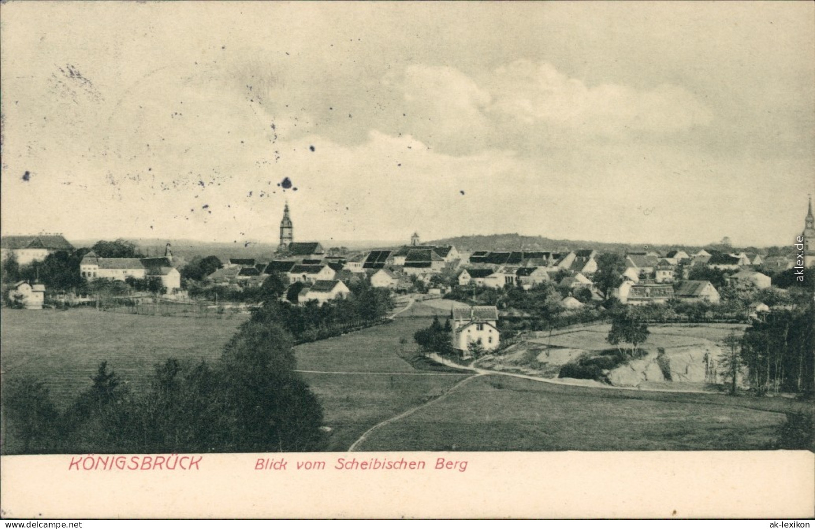 Königsbrück Kinspork Stadtblick, Kirche, Blick Vom Scheibischen Berg 1913 - Königsbrück