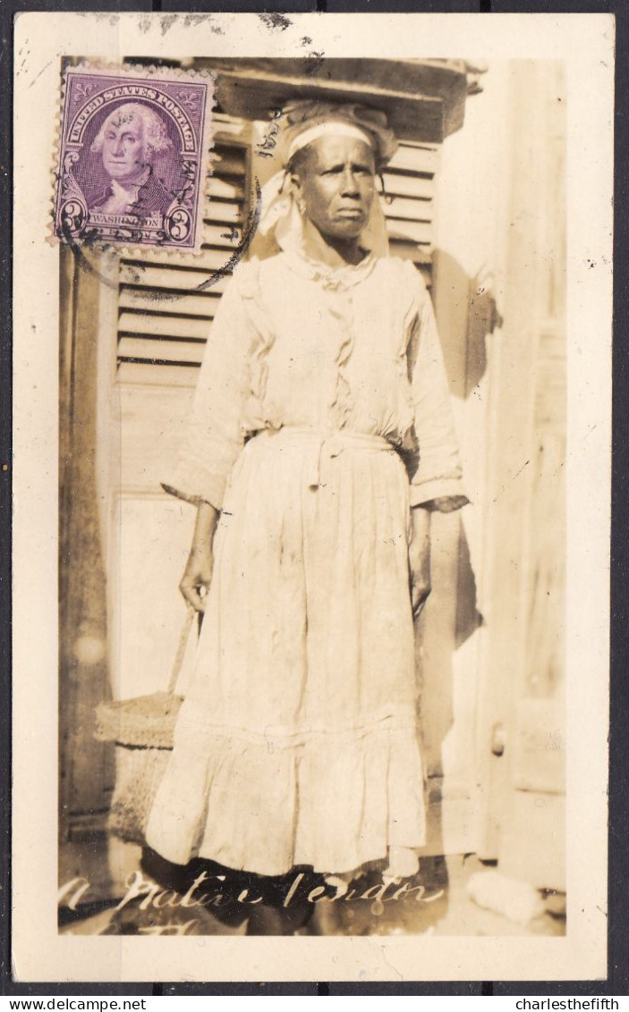 OLD PHOTO CARD U.S. VIRGIN ISLANDS - SAINT THOMAS - A NATIVE WOMAN. - Vintage POSTCARD FROM 1933 - RARE - Amerikaanse Maagdeneilanden