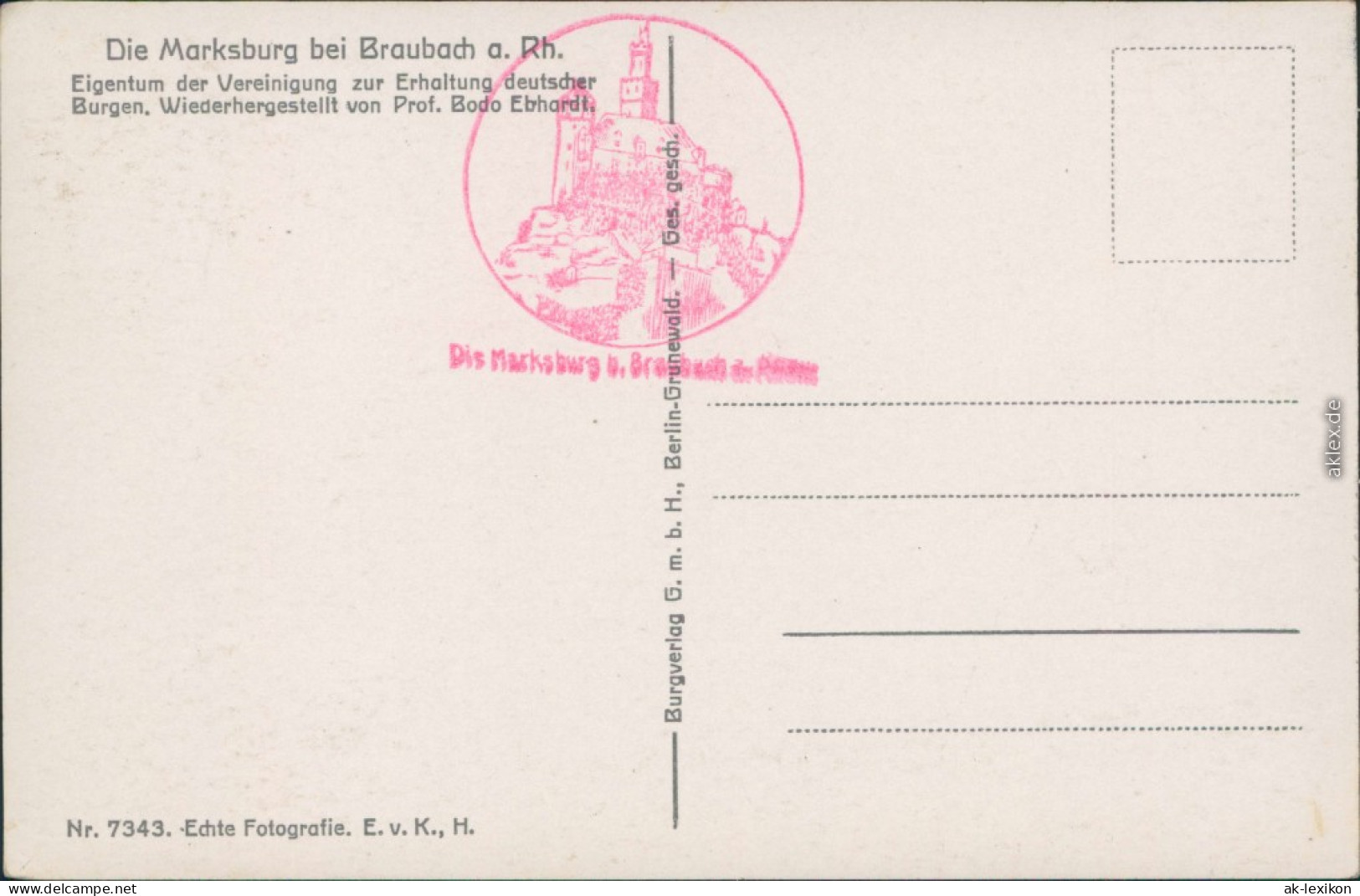 Ansichtskarte Braubach Marksburg 1925 - Braubach