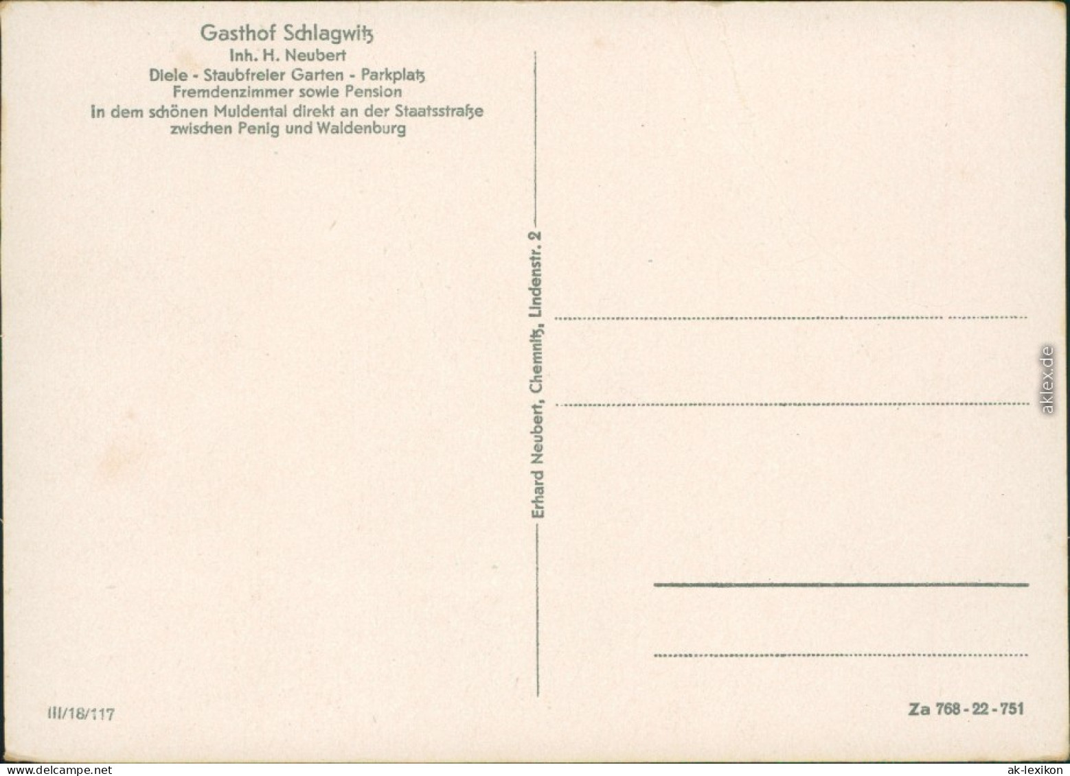 Ansichtskarte Waldenburg (Sachsen) Gasthof Schlagwitz 1940 - Waldenburg (Sachsen)