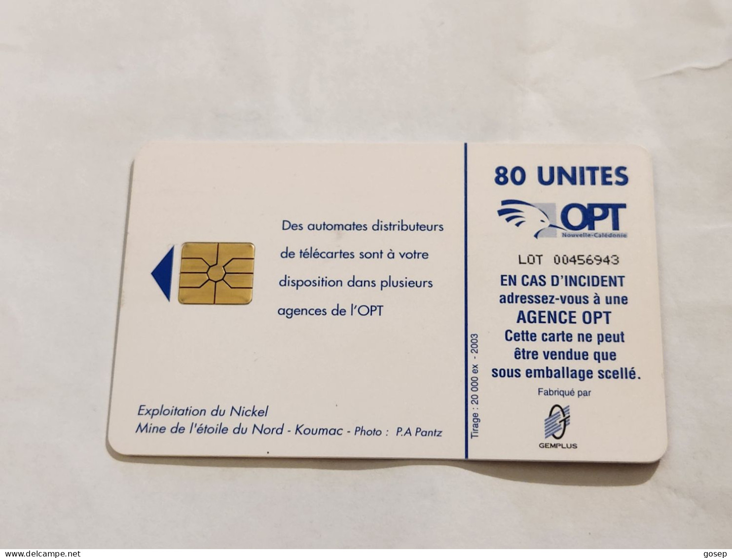 New Caledonia-(NC-OPC-109)-Exploitation Du Nickel-(13)-(80units)(tirage-20.000)-(01/2000)-used Card+1card Prepiad Free - Neukaledonien