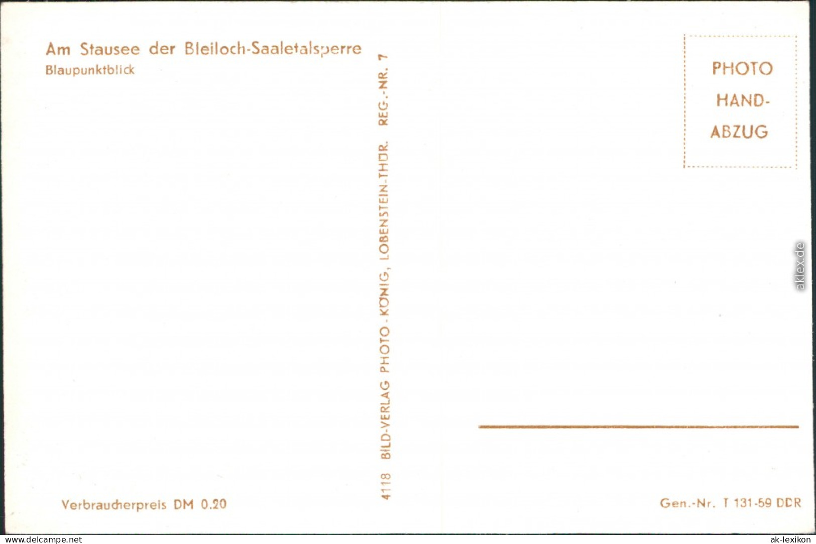 Ansichtskarte Bad Lobenstein Saaletalsperre - Blaupunkt 1959 - Lobenstein