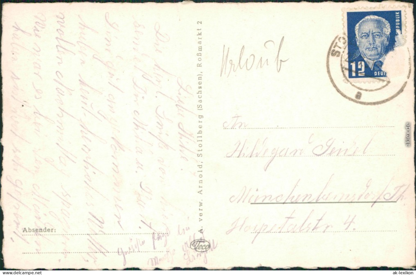 Ansichtskarte Stollberg (Erzgebirge) Oberschule 1955 - Stollberg (Erzgeb.)