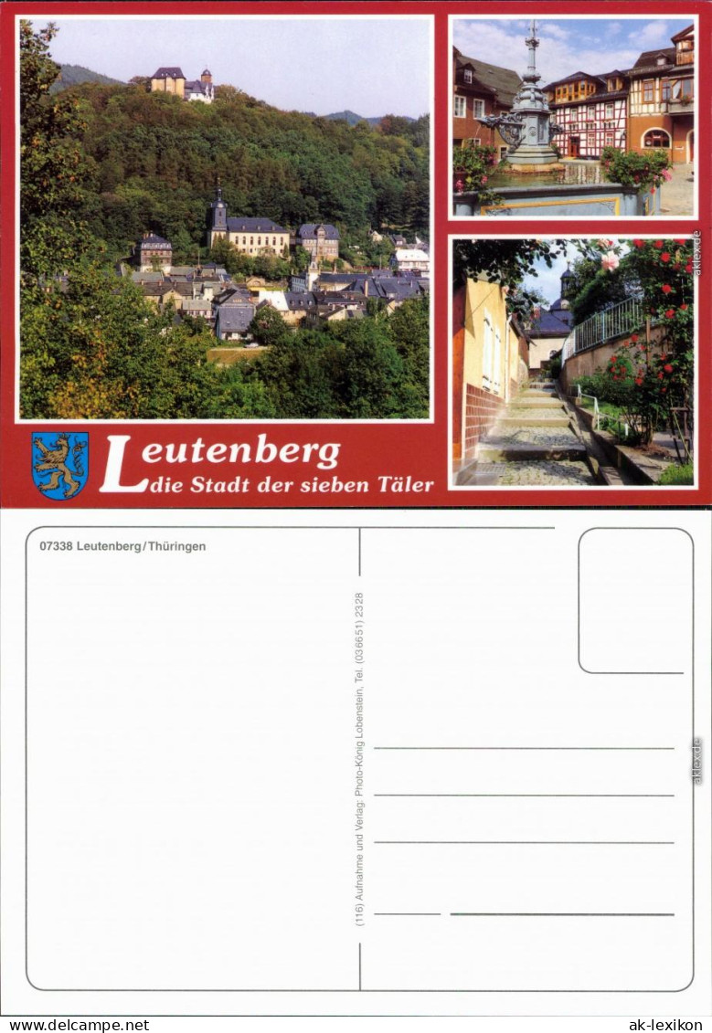 Ansichtskarte Leutenberg Teilansicht, Brunnen, Steintreppe 1999 - Leutenberg