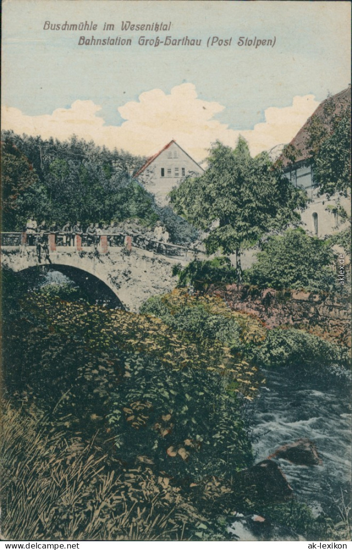 Ansichtskarte Großharthau Buschmühle - Colorierte AK 1923 - Grossharthau