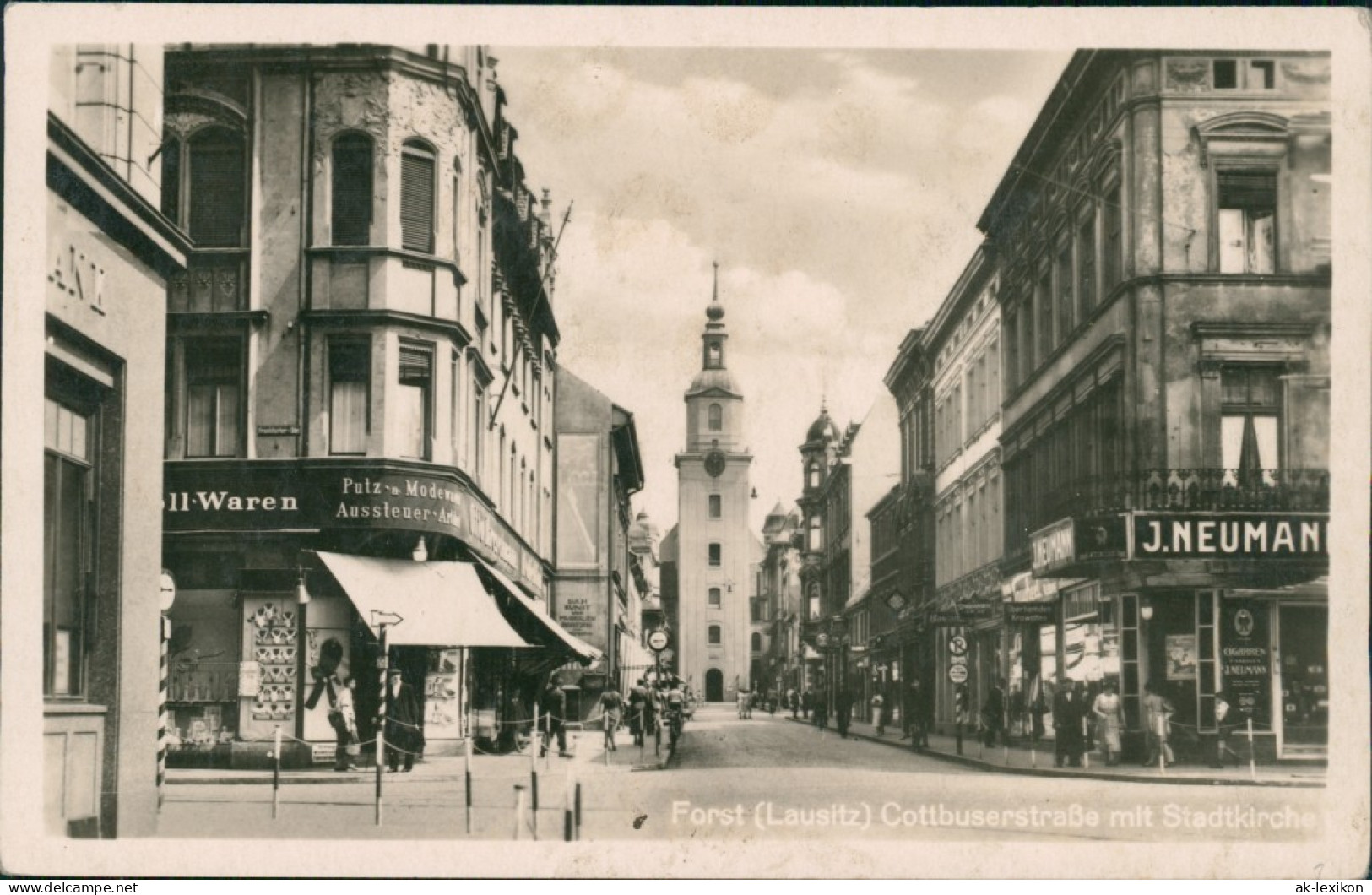 Ansichtskarte Forst (Lausitz) Baršć Geschäfte, Cottbuser-Straße 1939  - Forst