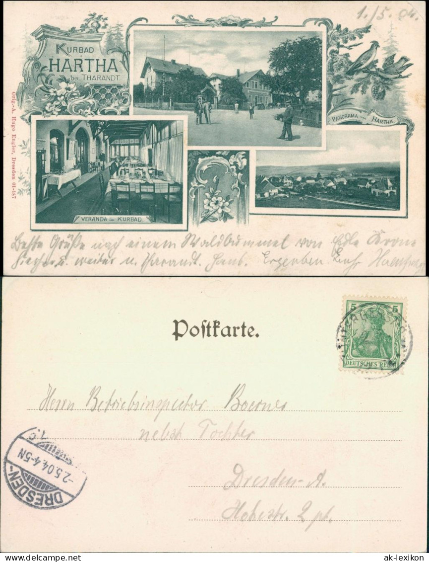Ansichtskarte Hartha 3 Bild: VVeranda Kurbad, Restaurant 1904  - Hartha