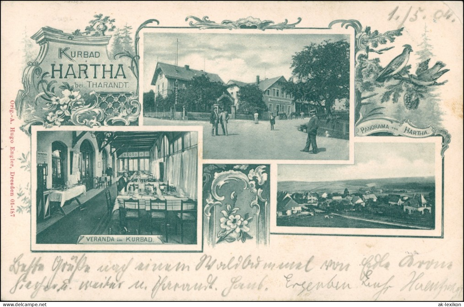 Ansichtskarte Hartha 3 Bild: VVeranda Kurbad, Restaurant 1904  - Hartha