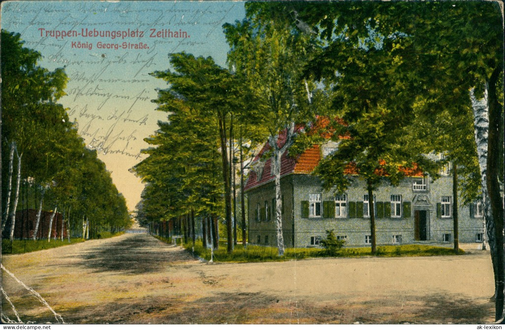 Ansichtskarte Zeithain Truppenübungsplatz - König Georg Straße 1916 - Zeithain
