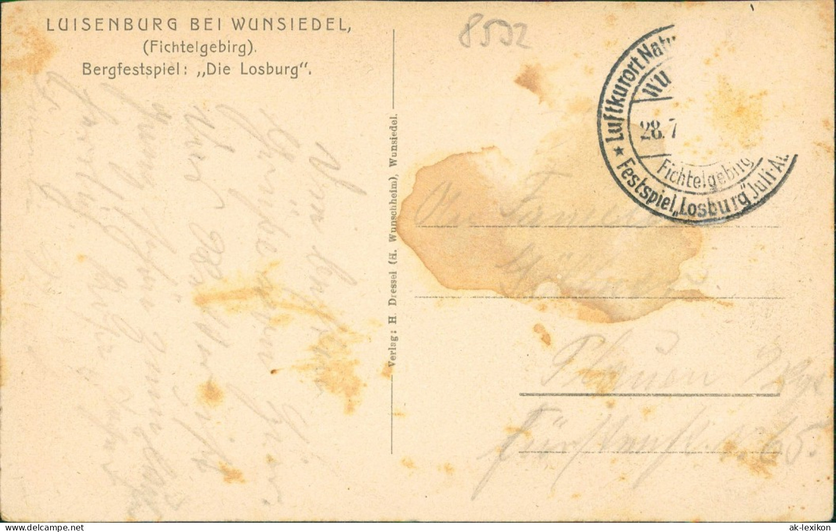 Luisenburg-Wunsiedel (Fichtelgebirge) Luisenburg Bergfestspiel Die Losburg 1928 - Wunsiedel